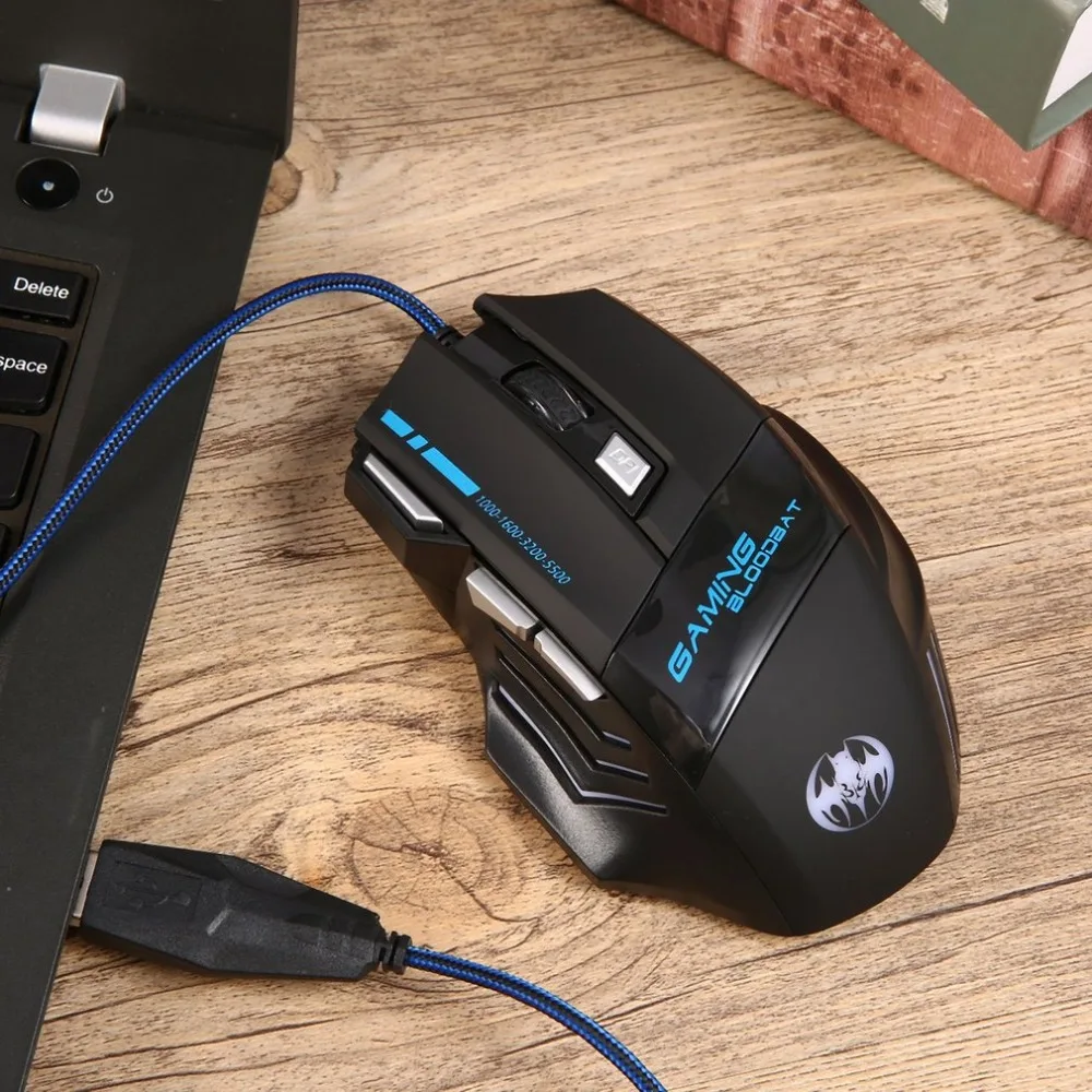 Игровая мышь Проводная компьютерная мышь для Pro Gamer 5500 dpi 7 кнопок светодиодный USB оптическая мышь sem fio Прямая поставка