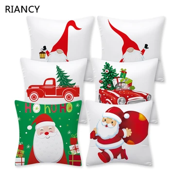 

Santa Claus Pattern Christmas Decoration Cushion Cover 45*45cm Polyester Pillowcase Throw Pillow Xmas New Year Home Decor 41038