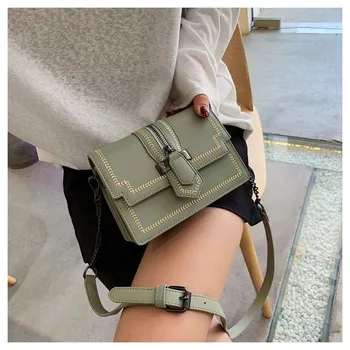 

2019 new fashion quality shoulder bag wild lady foreign girl crossbody chain bag fashion simple PU leather crossbody bag