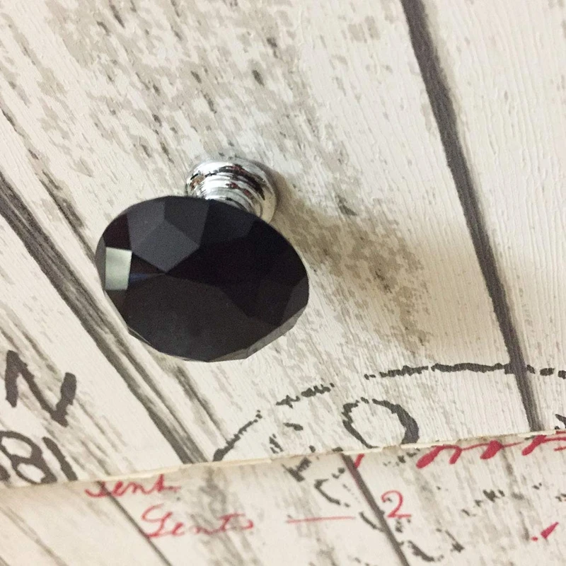 Diamond Shape Crystal Glass 30mm Kitchen Cabinet Door Drawer Knob Cupboard Dresser Wardrobe Pull Handle with Screws, 10pcs door