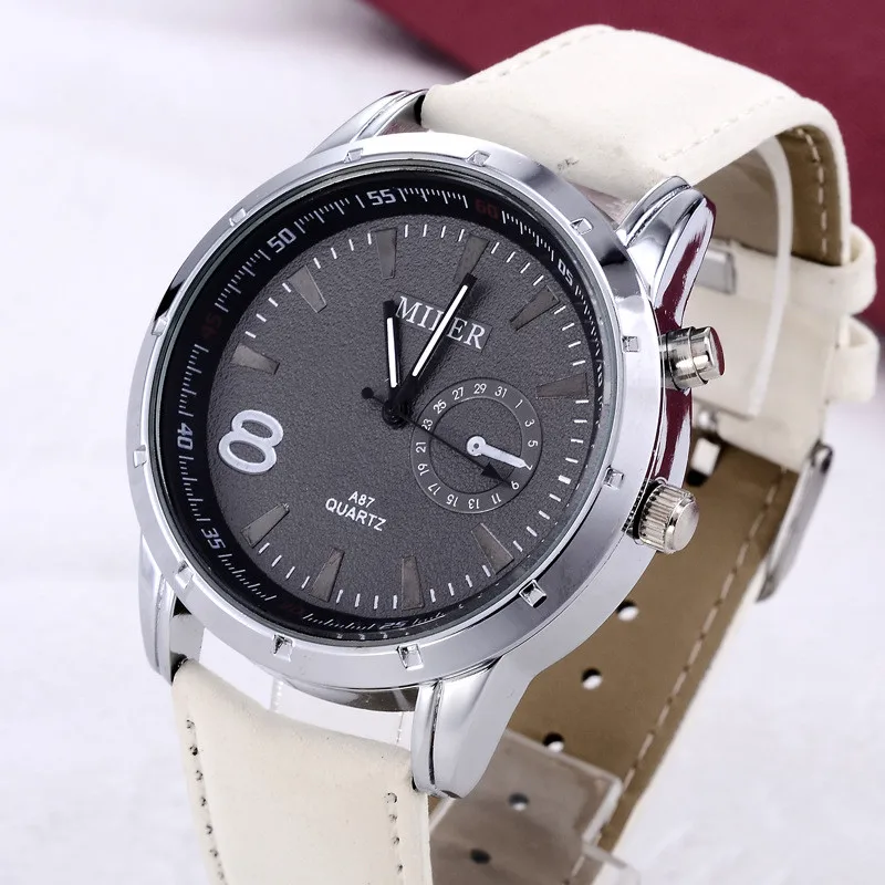 Мужские спортивные часы MILER, модные кварцевые наручные часы с кожаным ремешком, мужские военные часы horloge heren relogio masculino
