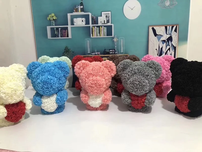 Подарок на день Святого Валентина, 25 см, 40 см, красная роза, плюшевый мишка, цветок розы, искусственное украшение на Рождество, день рождения, вечеринку, свадьбу, женский подарок