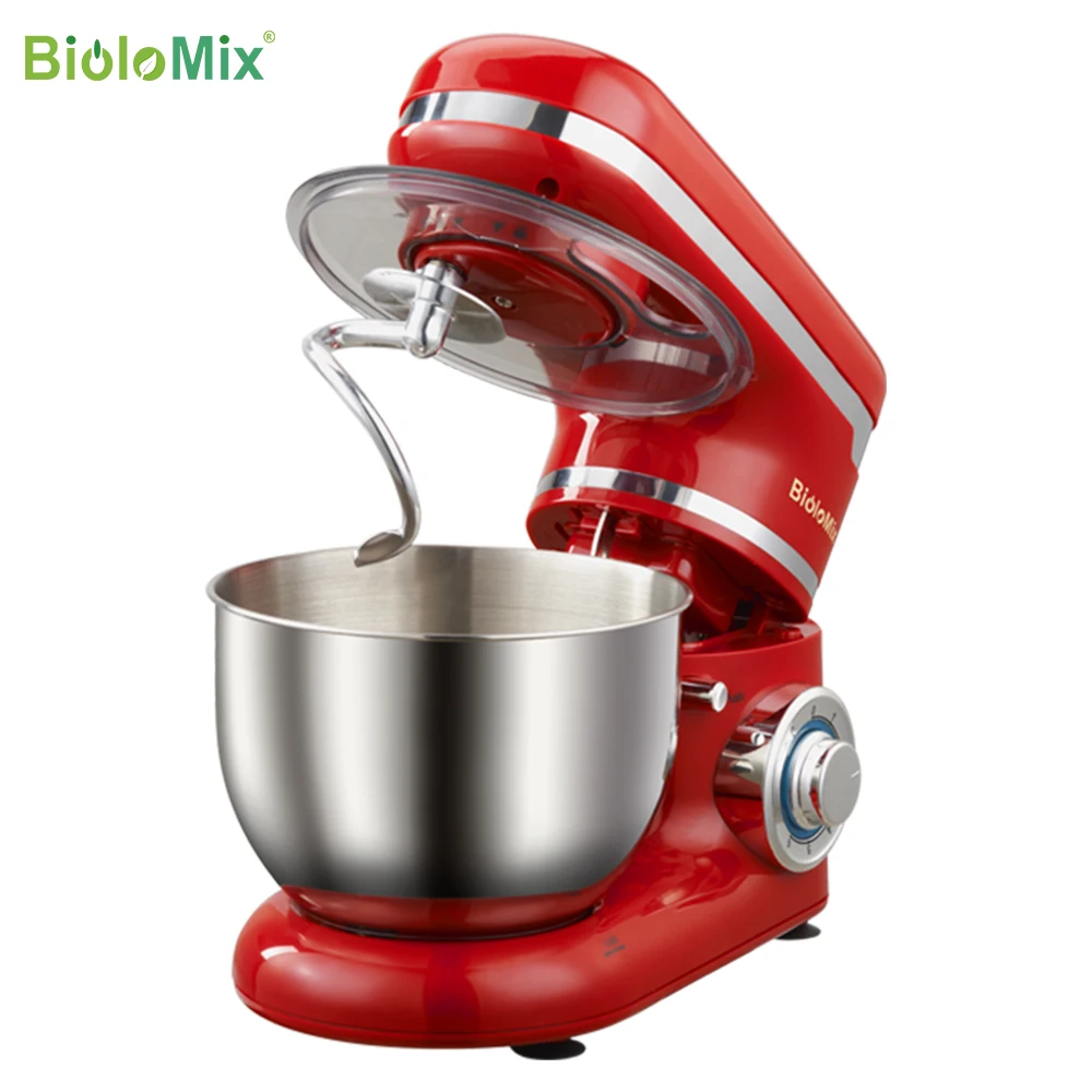 BioloMix Stand Mixer Stainless Steel Bowl 6 speed Kitchen Food Blender Cream Egg Whisk Cake Dough Kneader Bread Mixer