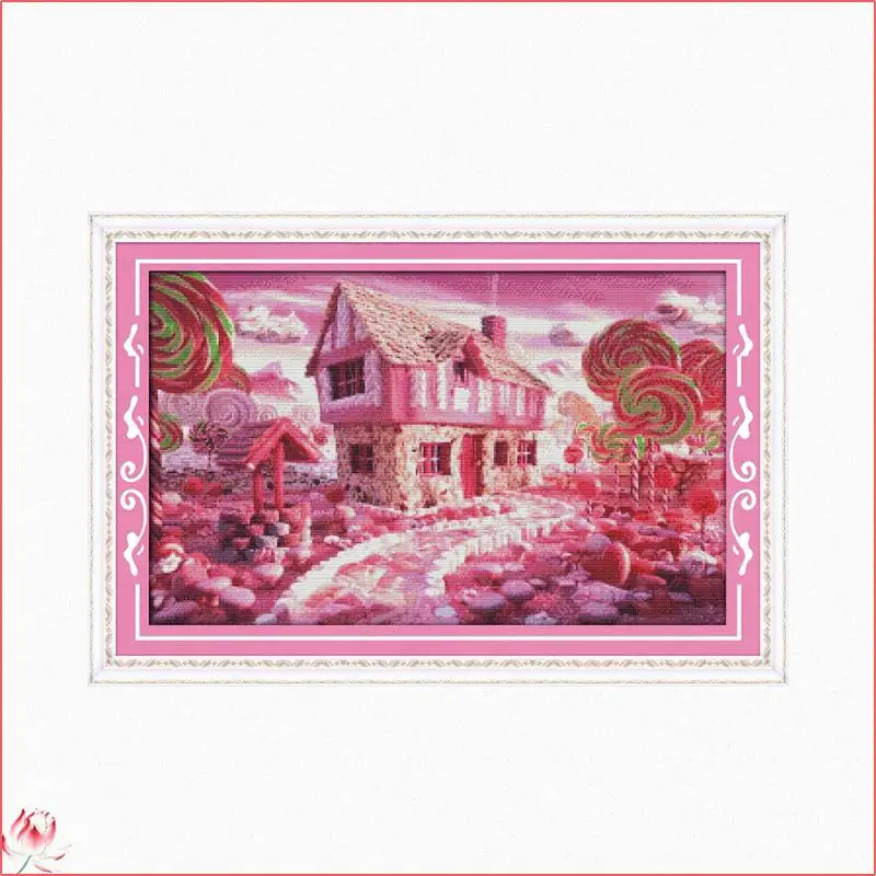 

Dream Candy House Pattern Cross Stitch DIY Handmade Needlework Embroidery Kit Cartoon Scenery Home Decoration Painting Crafts