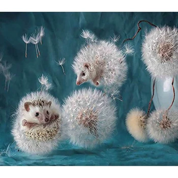 

DIY Diamond Embroidery Cross Stitch Dandelion Hedgehog Diamond Painting Cross Stitch Full Round Drill Decoration Gift