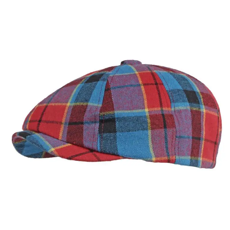 LDSLYJR 2021 Cotton Spring Summer plaid Newsboy Caps Flat Peaked Cap Men and Women Painter Beret Hats 121 beret hat male