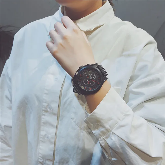 Новые мужские спортивные часы с полицейским трендом, корейские мужские кварцевые часы с большим циферблатом, большие часы