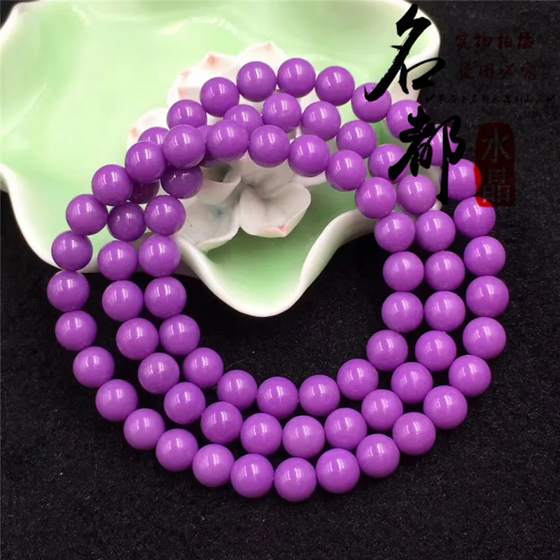 

New Capital Crystal Purple Mica Bracelets Multi-turn COUPLE'S Purple Mica Three-loop Bracelets