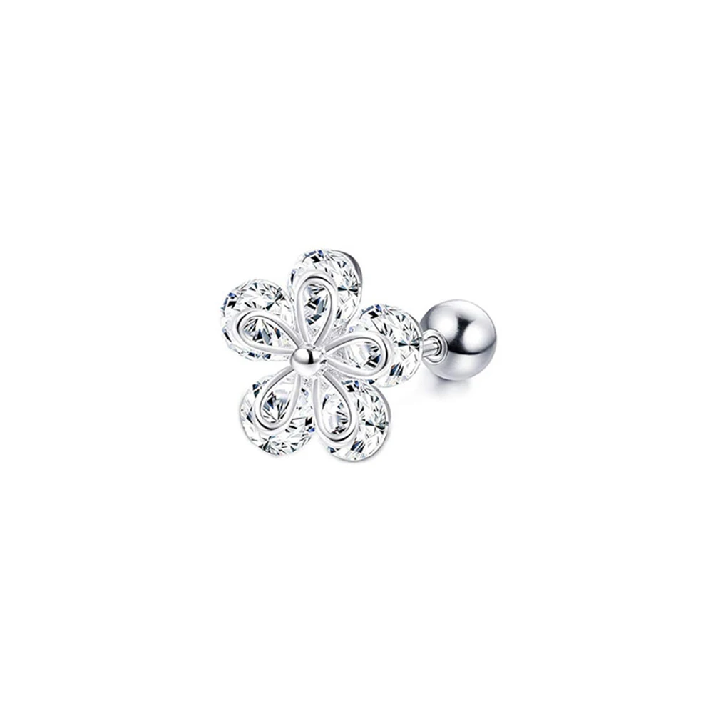 1 Pz Cristallo 16G Elica Tragus Orecchini In Acciaio Inox Fiore Rook Conchiglia Ve Indietro Cartilagine Body Piercing Gioielli Bilanciere