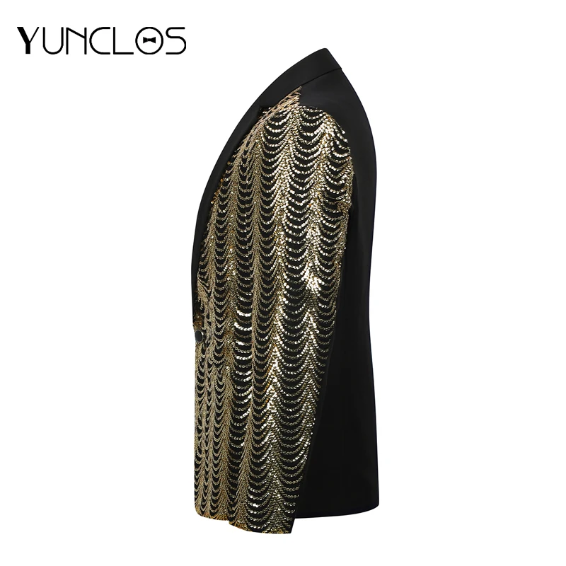 YUNCLOS, однобортный сценический костюм с блестками, мужской костюм для свадебной вечеринки в стиле хип-хоп, модный Театральный Костюм с цифровой печатью, блейзер