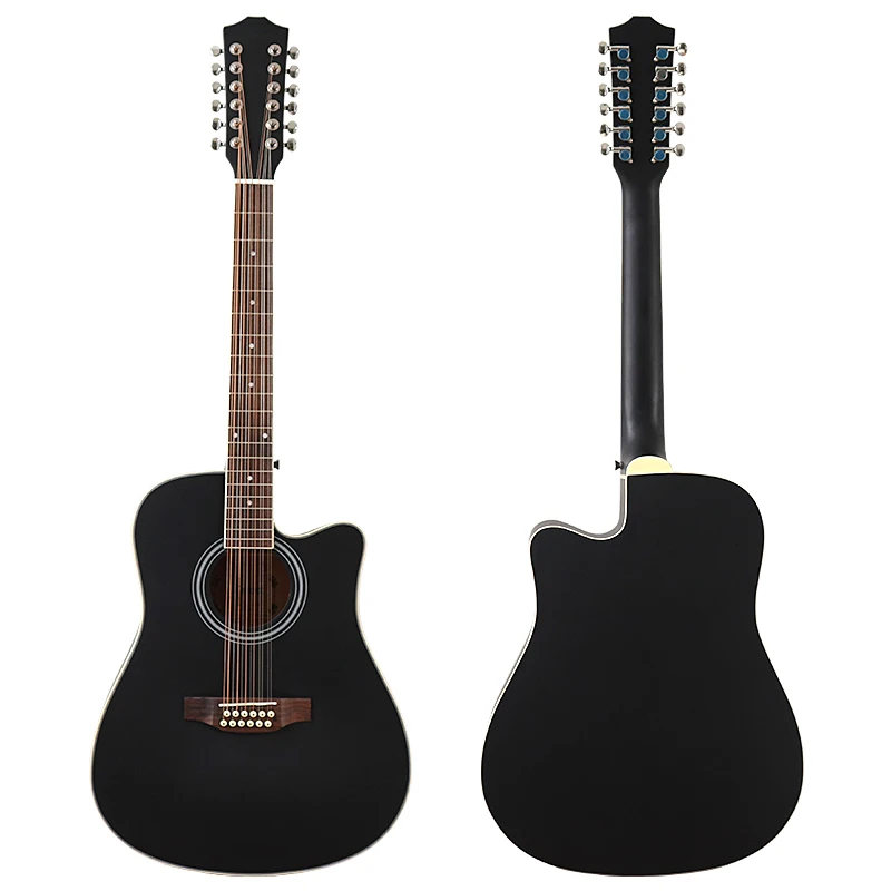 41 Inch 12 String Acoustic Guitar Spruce wood top Full size Design High gloss Finish Blue & Black color Folk Guitar