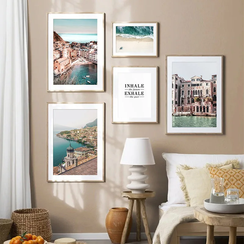 

Italy City Building Photography Canvas Painting, Seascape Coastal Poster, Home Decoration, Print Wall Art, Landscape Picture, Mo