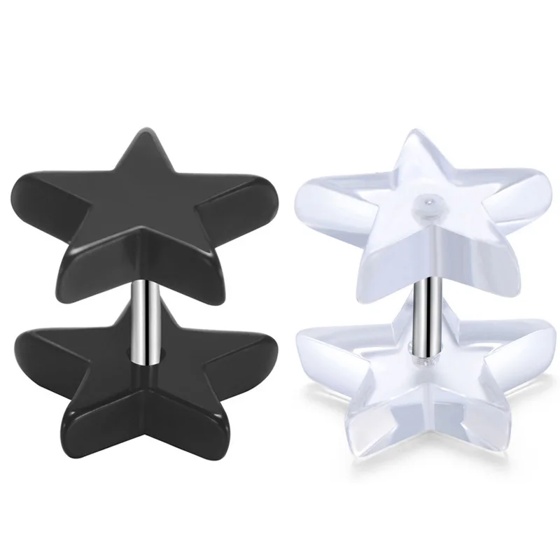 Wholesale women accessories Fake Piercing Pair Star Black Transparent Jewelry Earrring body helix sexy labret oreille earrings