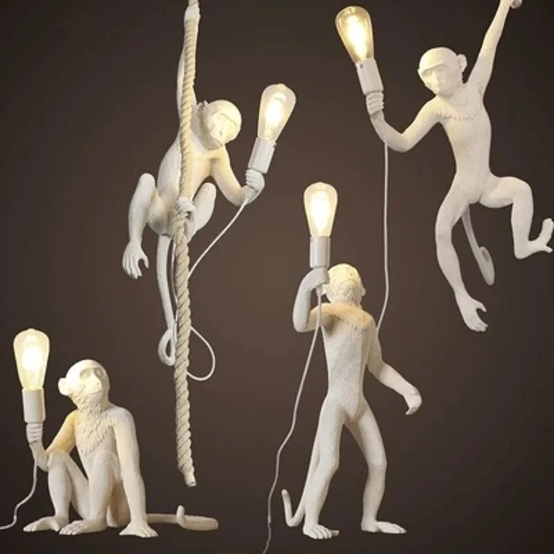 

Store Lamp Chandelier Resin Retro Animal Europe Nordic Italian Monkey Rope Industrial Wind Personality Clothing