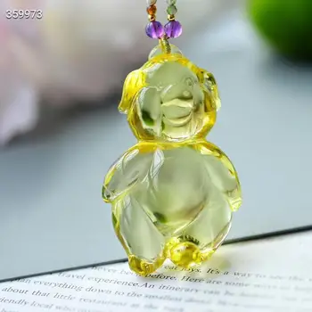 

Natural Yellow Citrine Quartz Crystal Pig Pendant 45.4*34*17.8mm Gemstone Women Men Pig Carving Wealthy Bead Necklace AAAAA