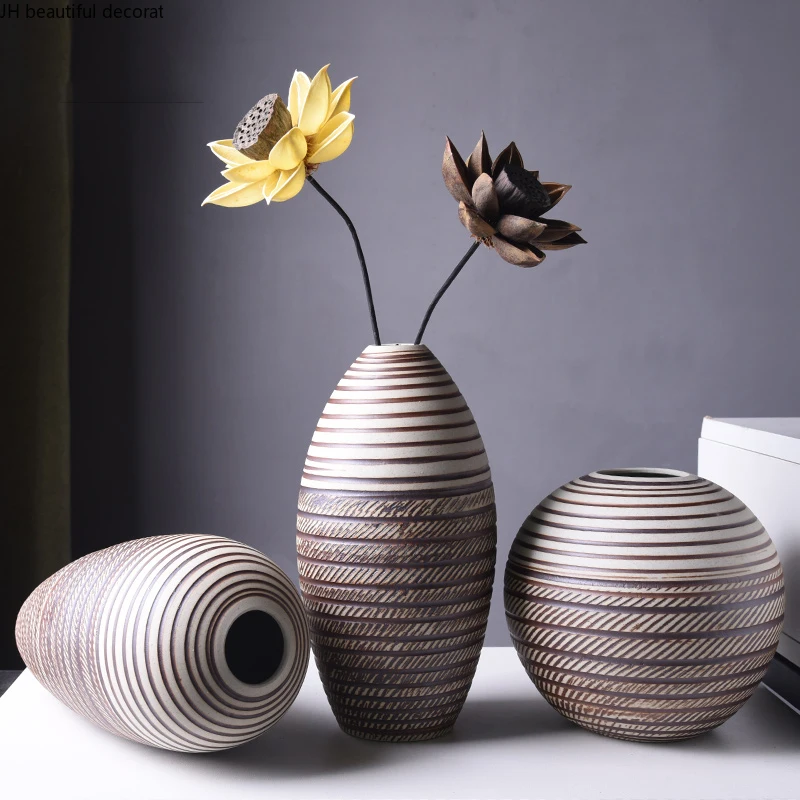 

Modern Desktop Ceramic Small Vase Dried Flowers Flower Arrangement European Style Retro Art Living Room Decoration Ornaments