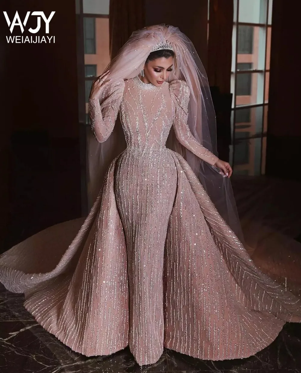 4          Arabic-Beading-Mermaid-Wedding-Dresses-With-Detachable-Train-2020-Long-Sleeves-Crystal-Wedding-Gowns-Luxurious-robes.jpg_Q90.jpg_ (4)