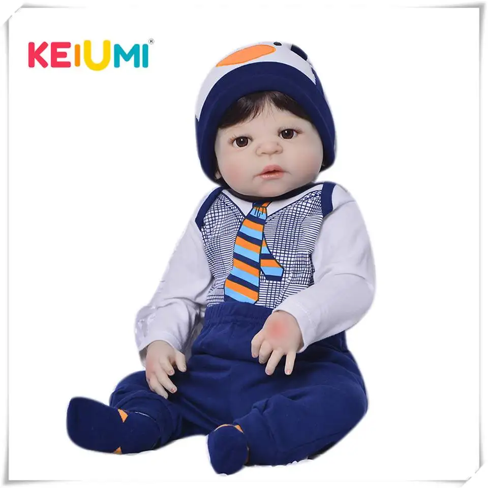 KEIUMI Limited Edition 23 Inch Reborn Baby Doll Toys 57Cm Full Silicone Vinyl Realistic Newborn Babies For Boys Kid Present