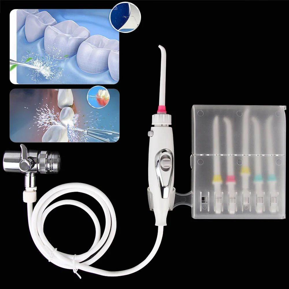 Grifo irrigador Oral hilo Dental de chorro de agua de dientes Cuidado Oral limpiador de agua Flosser hilo portátil irrigador hilo Dental con 6 consejos