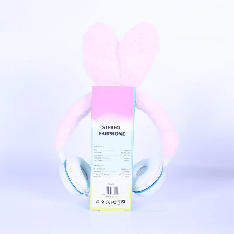 Cute Rabbit Ear Headphone Kids Stereo Headphones Music Earphone Headset for Boys Girls with 3 5mm Jack for Smartphone PC Bithday