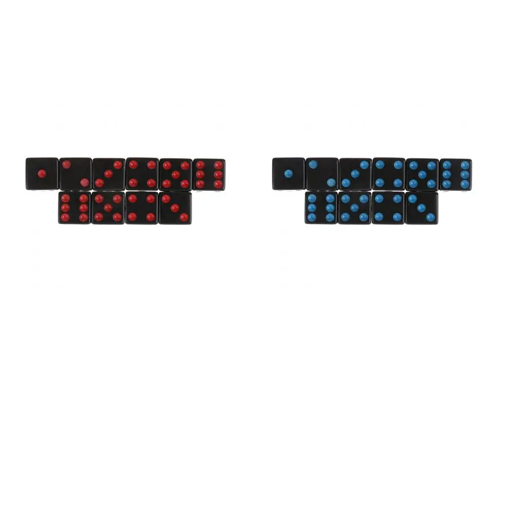 20Pcs Plastic Dotted Dices 16mm 6 Sided Die for Party Role Playing Game Prop