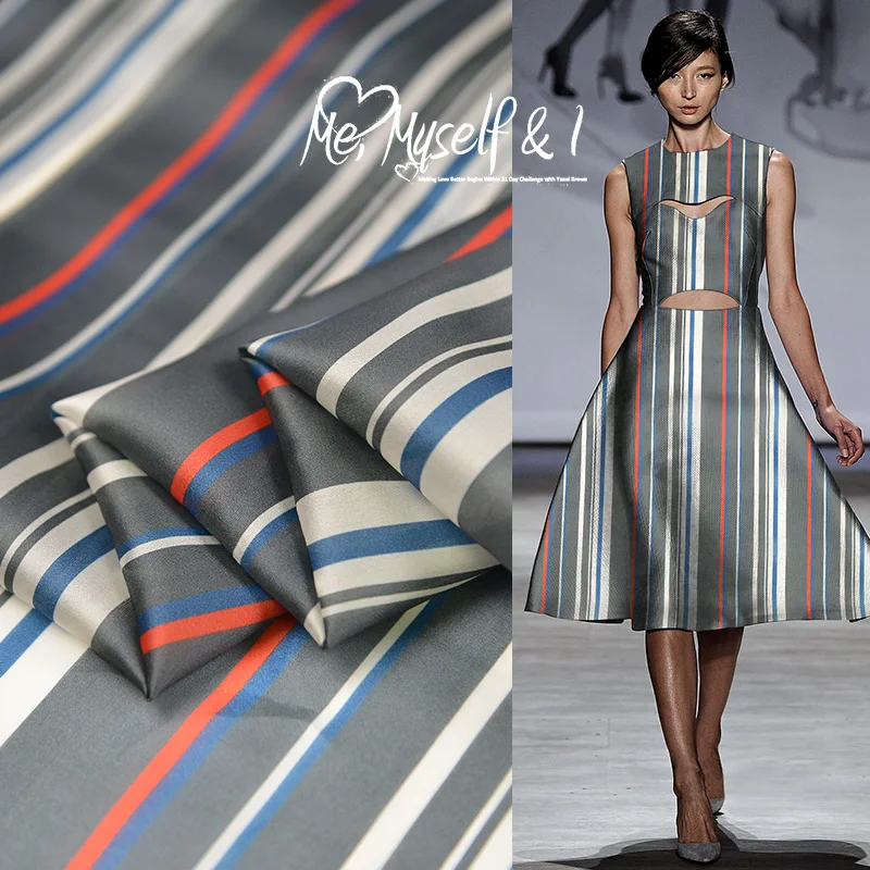 Шелковая ткань с радужной полосой для женского платья 140 см 13momme органза модная ткань для рукоделия шитья 19 Весна Лето Новинка