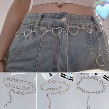 

2020 Trendy New Hollow Heart Metal Waist Chain Cute Night Club Disco Belt Punk Waistband Accessories High Quality