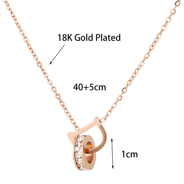 Korean Fashion Luxury Rose Gold Color Zircon Pendant Collarbone Necklace  For Women Elegant Party Birthday Gift