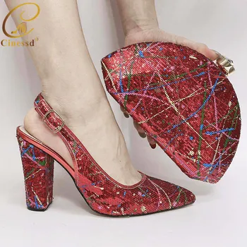 

Latest Italian Shoes with Matching Bags High Quality Women Luxury 2020 Rhinestone Wedding Party Shoe Ladies Sandals with Heels