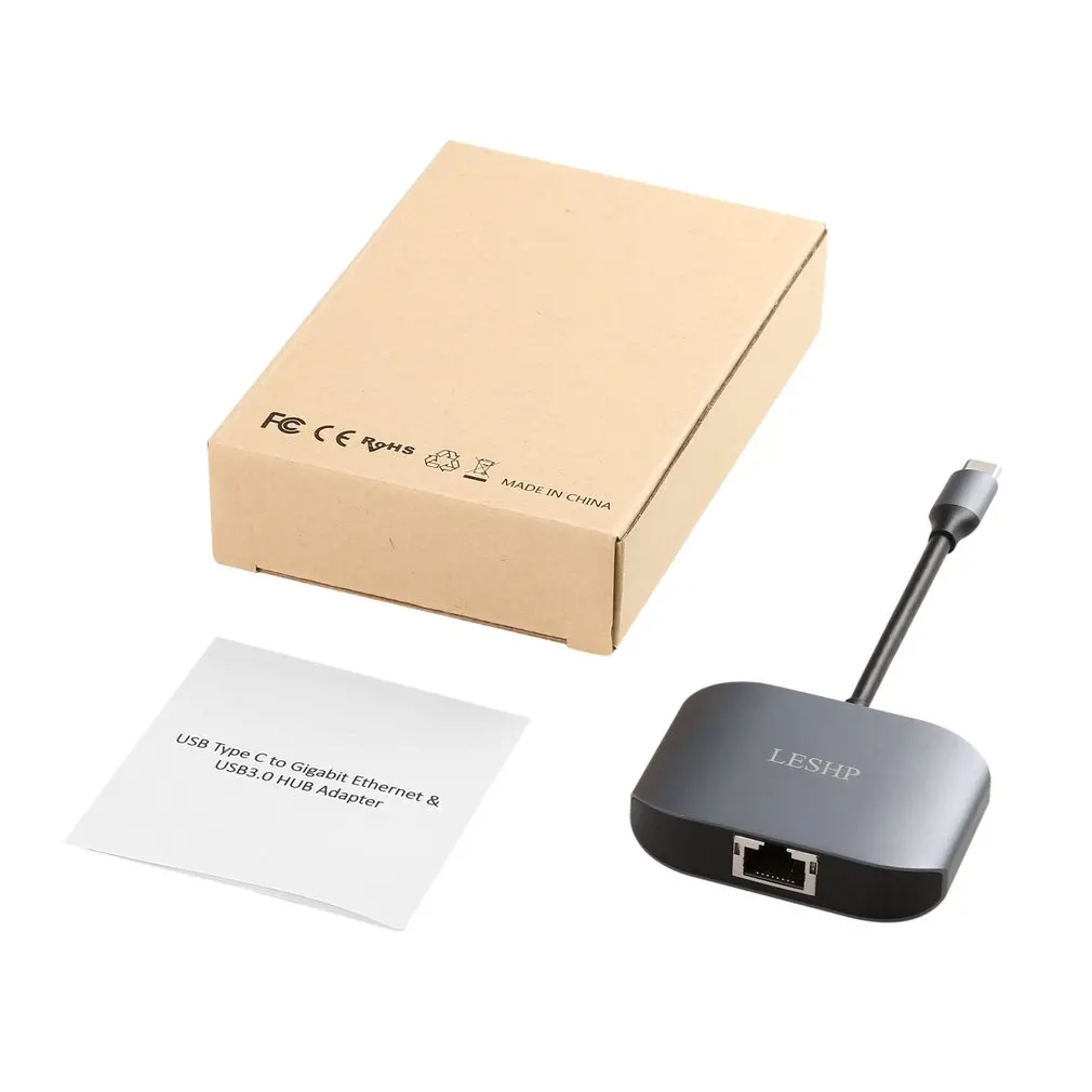 

Type C USB-C to Gigabit Ethernet & USB 3.0 HUB Convertor Cable Adapter RJ45 10/100/1000 Mbps LAN Network Port Type-C Device.