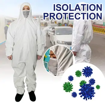 

Disposable Protective Anti-Dust Anti-spatter Anti-fog Isolation Hooded PE Coverall Ventilation Front Zipper Clothing