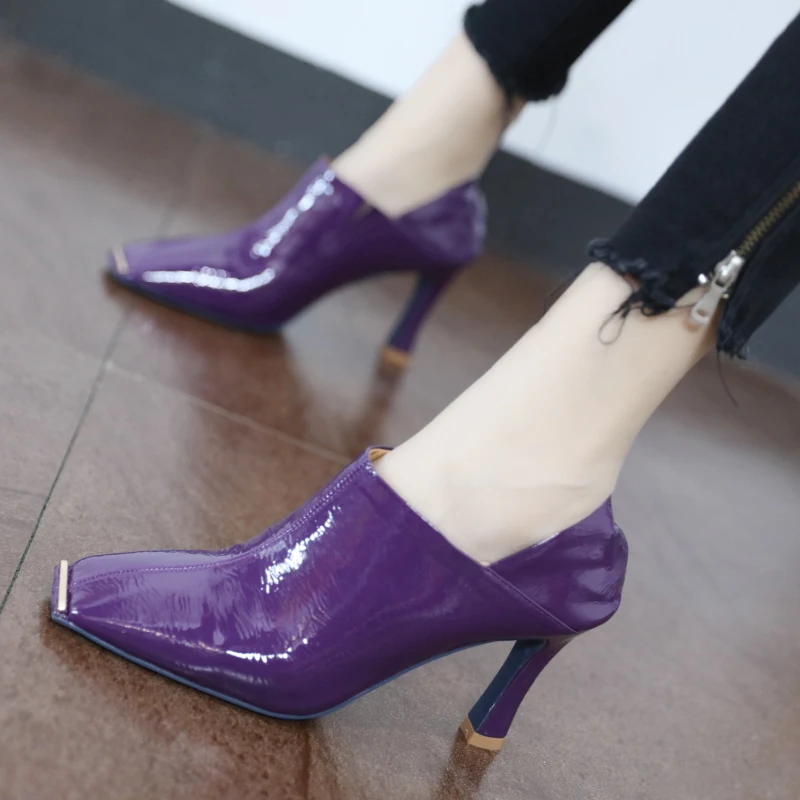

2019 New Handmade Women Shoes High Heel Pumps Genuine Leather Retro Commuter Deep Mouth Shoes Square Head Heels Size 34-39