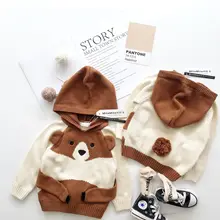 Tonytaobaby/осенне-зимняя одежда новая детская одежда для мальчиков и девочек хлопковая шапка с мишкой, свитер для малышей свитер для мальчиков свитер для девочек