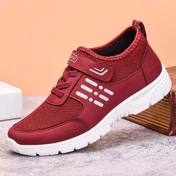 

3D Flying Weave Women Sneakers Non-slip damping Mother Shoes Soft Breathable Leisure Shoe Outdoor Walking Running Flat Shoes