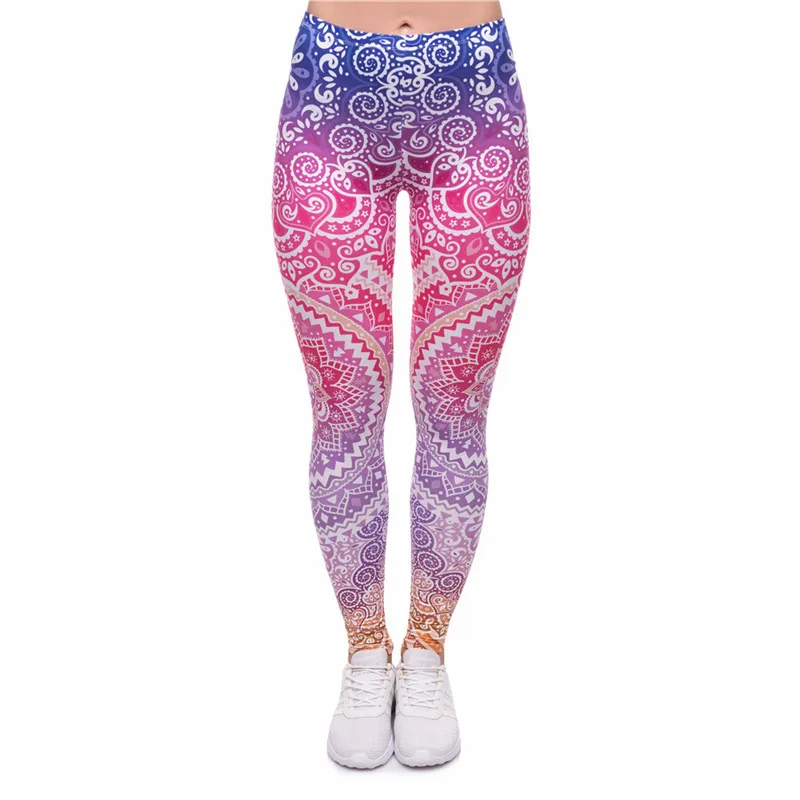 50768 LEIMOLIS, 3d принт, розовая мандала, градиент, фитнес, пуш-ап, леггинсы для тренировок, женские, Harajuku, высокая талия, панк-рок, сексуальные леггинсы - Цвет: 50768