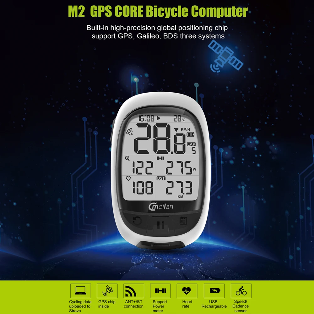 MEILAN M2 GPS для велосипеда компьютер Каденс пульсометр измеритель мощности велосипедный навигационный компьютер