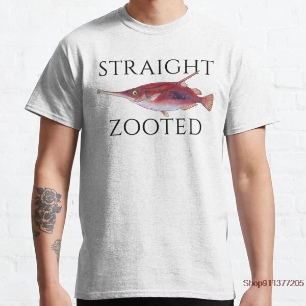 Recto zooted 100% algodón pantalón corto casual manga diseño divertido hombres T camisa cuello redondo de punto de tela cómoda calle hombres camiseta