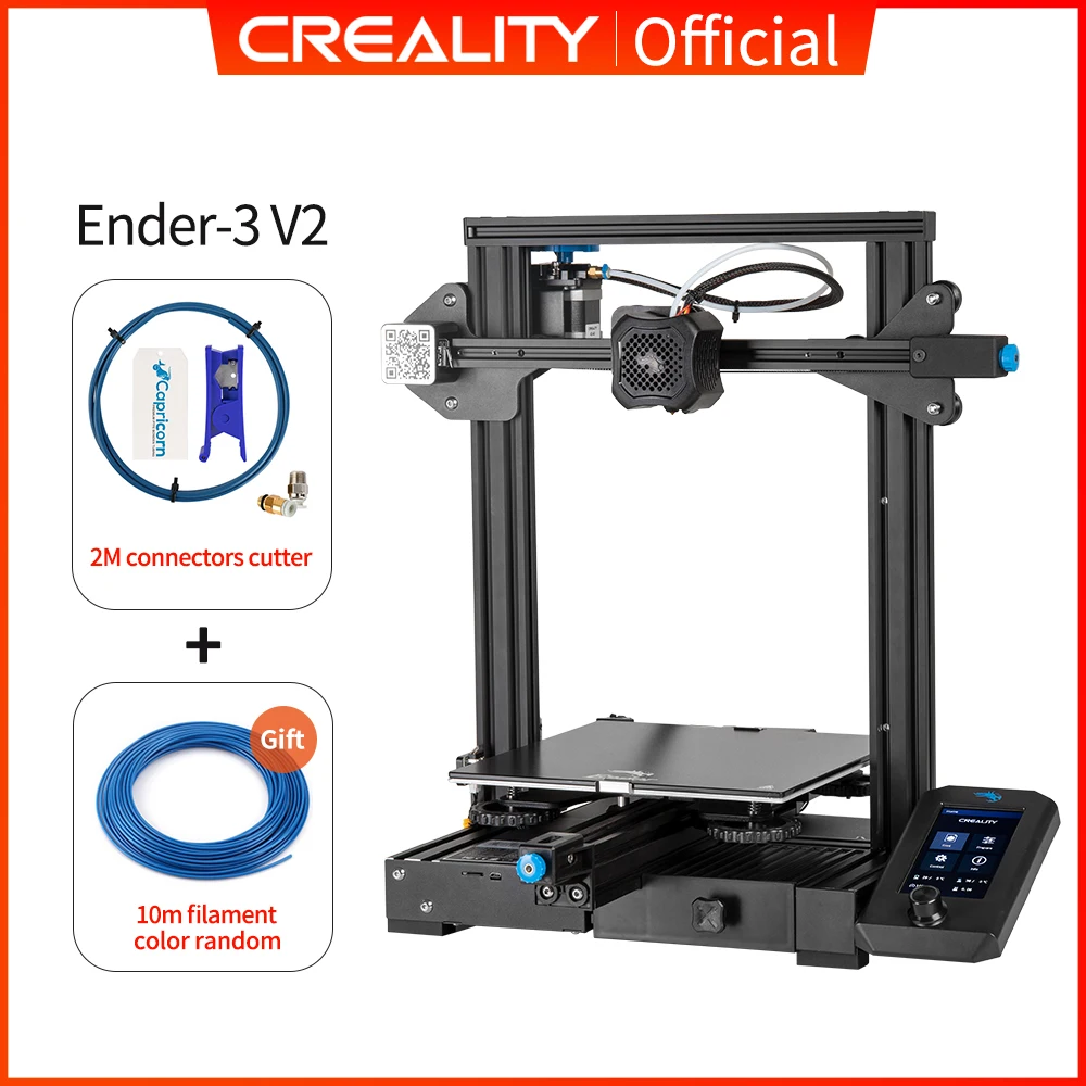 CREALITY 3D Ender-3 V2 Mainboard With Silent TMC2208 Stepper Drivers New UI&4.3 Inch Color Lcd Carborundum Glass Bed 3D Printer 