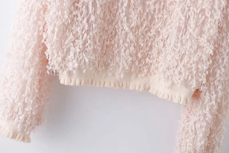 Дизайн женский осенний свитер с круглым вырезом и длинным рукавом розовый милый женский свитер пуловер Топ