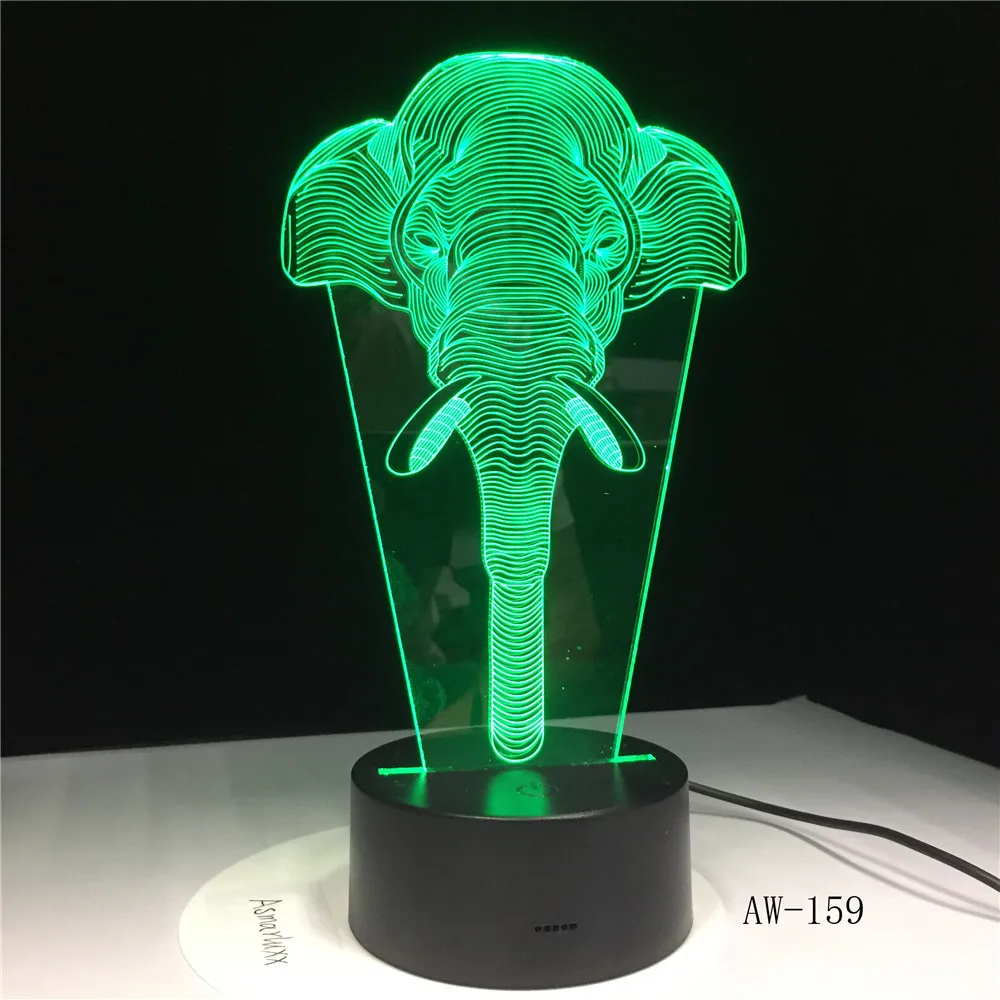 3D светодиодный светильник со слоном 7 цветов прикроватный офисный ночник новинка