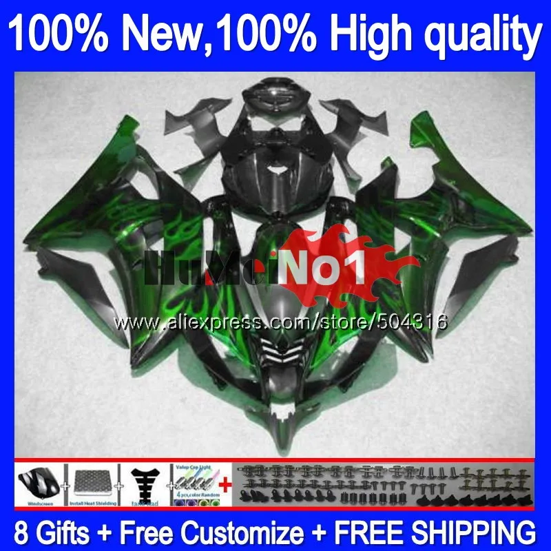 YZF-R6 для YAMAHA YZF R6 YZF-600 YZF 600 R 6 43MC. 99 YZF600 YZFR6 2008 2013 08 13, 14, 15, 16 лет зеленый Обтекатели с пламенем - Цвет: No. 1