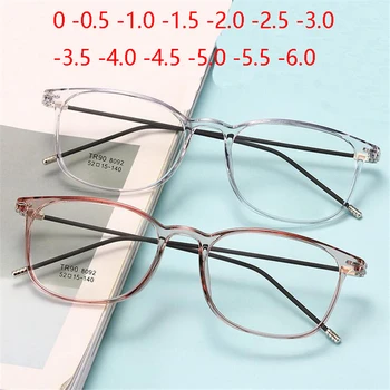 

Ultralight Steel wire Finished Myopia Glasses Women Men Square Student Short-sighted Glasses Diopter -0.5 -1.0 -1.5 -2.0 To -6.0