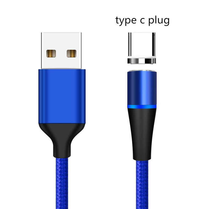 Магнитный кабель MADATA 3A 1 м 2 м Micro usb type C супер быстрая зарядка телефона Microusb магнитное зарядное устройство usb c для iphone huawei xiaomi - Цвет: Blue For Type C