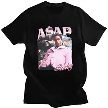 

Hip Hop Cotton Short Sleeve Loose Couple T-Shirt Hot Sale Asap Rocky Portrait Graphic Aesthetics T-Shirts Casual Harajuku Tshirt