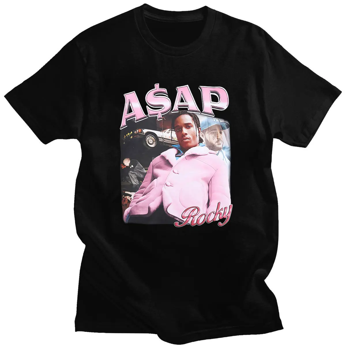 Hot Sale ASAP Rocky Portrait Graphic Aesthetics T-shirts Hip Hop Cotton Short Sleeve Loose Couple T-Shirt Casual Harajuku Tshirt