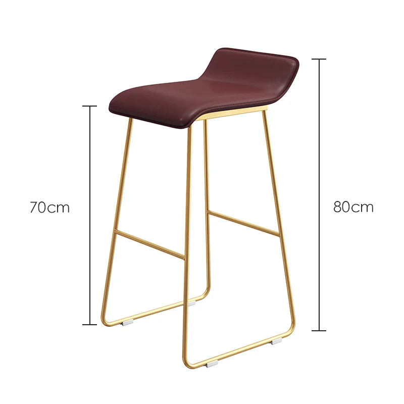 Скандинавский барный стул, дизайнерский стул, высота сиденья 65 см, 75 см, стул для кухонной комнаты, модный дизайн, металлический стальной барный стул, барный стул - Цвет: Golden-Red 70CM