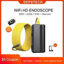 Deepstech – caméra d'inspection d'endoscope automobile sans fil WiFi, Tube d'endoscope serpent pour tuyau de ventilation sous-marine, réparation de moteur de voiture