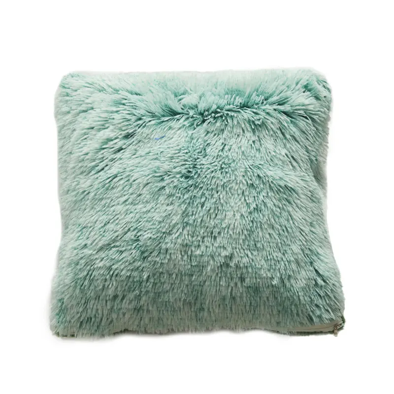 comfortable home bed plush cushion cover 42*42mm no inner long fluff housse de coussin green orange soft cushion cases dec X66 - Цвет: cushion cover5
