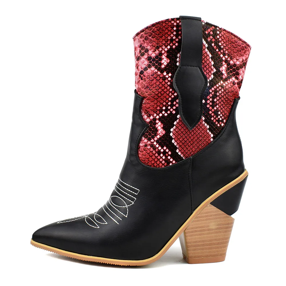 

HARAVAL Vintage Woman Fashion Ankle Boots Handmade Sexy Pointed Toe Strange Style Heel Shoes Elegant Soft Lady Sewing Basic Boot