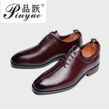

2020 Newest Men Dress Shoes Designer Business Office Lace-Up Loafers Casual Driving Shoes Men's Flat Party Leather Shoes 3 Color